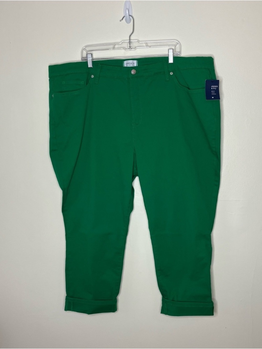 NWT Crown & Ivy green high rise skinny crop pants 24W